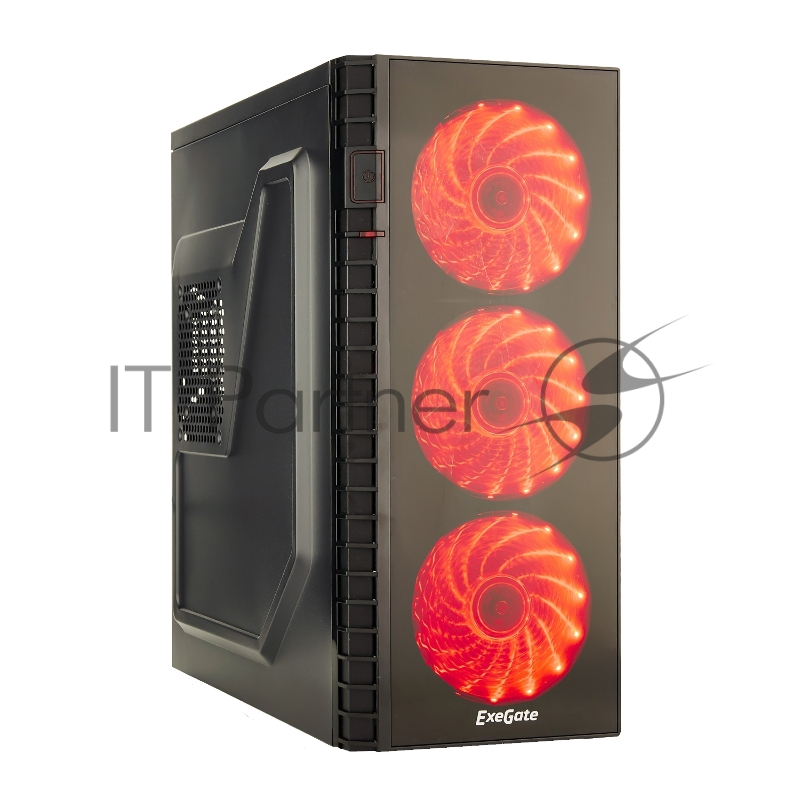 Корпуса Exegate EX278416RUS Корпус Miditower Exegate EVO-7215 Black-Red light, ATX, без БП, 1*USB+1*USB3.0, Audio