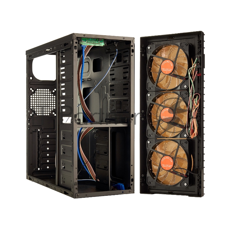 Корпуса Exegate EX278416RUS Корпус Miditower Exegate EVO-7215 Black-Red light, ATX, без БП, 1*USB+1*USB3.0, Audio