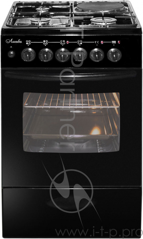 Плита Комбинированная Лысьва ЭГ 1/3г14 М2С-2у черный (стеклянная крышка)