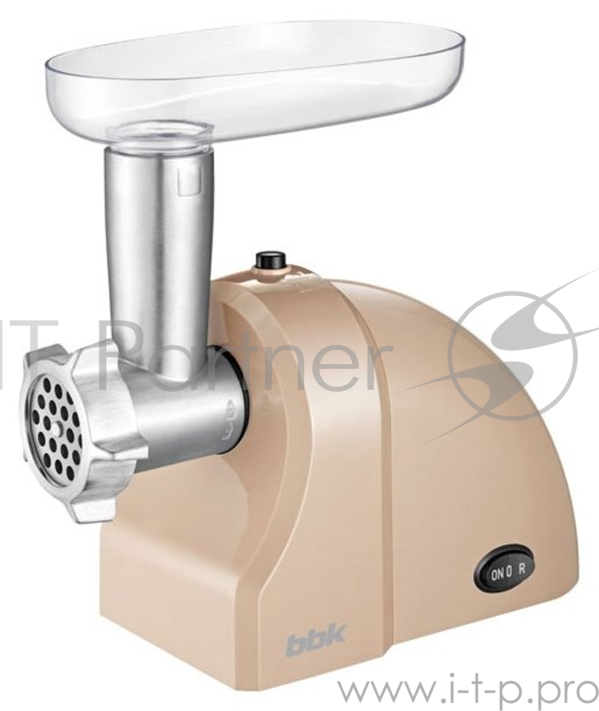 Мясорубка BBK MG1502 беж Мощность 1500 Вт. Прочный метал. шнек. Функция РЕВЕРС. 2 решетки для измельчения и рубки. Решетки и нож из высококач. нерж. стали. Удобный толкатель.