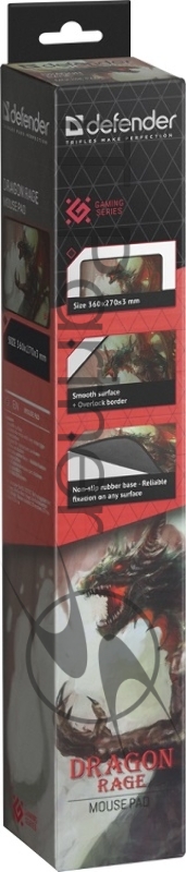 Коврики Defender Dragon Rage M 360x270x3 мм, игровой коврик, ткань + резина 50558