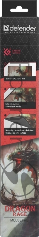 Коврики Defender Dragon Rage M 360x270x3 мм, игровой коврик, ткань + резина 50558