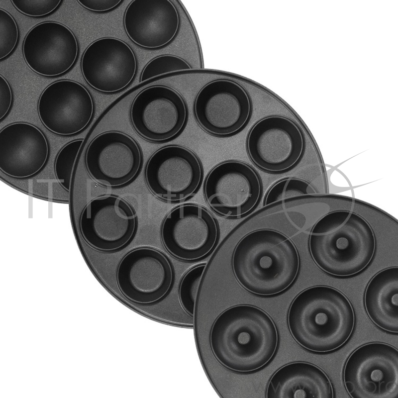 Чудо-Пекарь (3 в 1) UNIT UDM-3020, 800Вт, Нерж. сталь + пластик, Три комплекта сменных панелей (Маффины, Попкейки, Пончики), Цвет: Чёрный