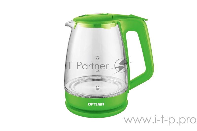 Чайник электрический OPTIMA EK-1718G (1,7л, стекло, 2200 Вт., ассорт) зеленый