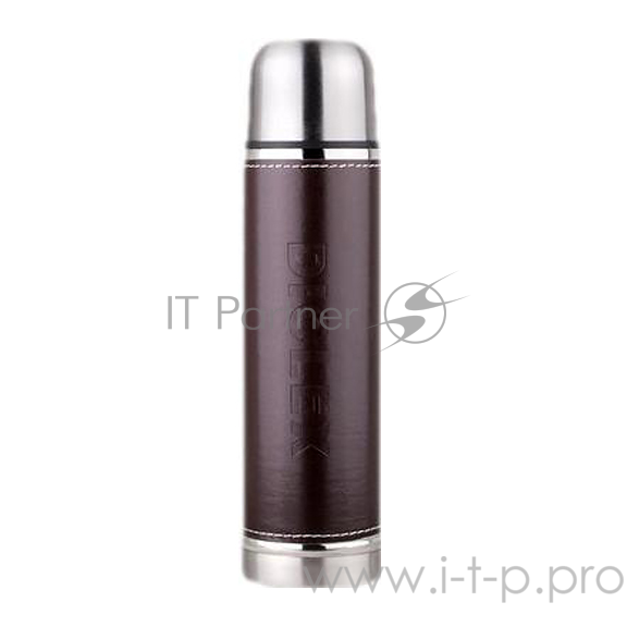 Термос Diolex DXL-500-1 с узким горлом 500 мл, кнопка, из нержавеющей стали с кожаной вставкой