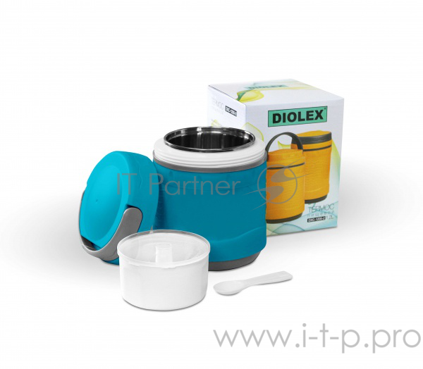 Термос Diolex DXС-1200-2, пластиковый с колбой из нерж. стали, 1200 мл,