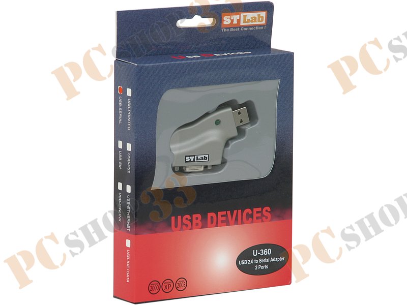 Переходник USB2.0->2xCOM (9M) STLab U-360