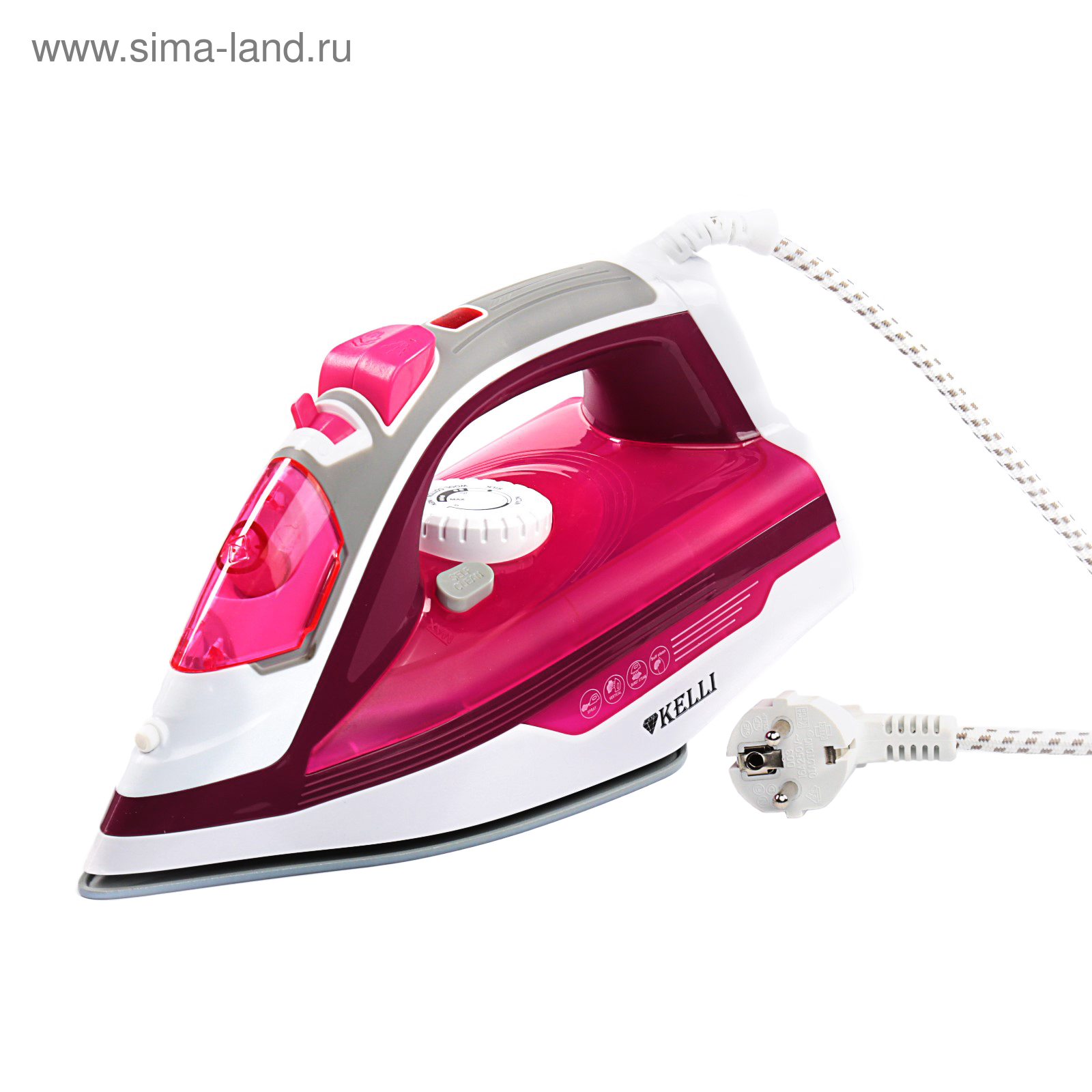 Паровой утюг KELLI Kl-1627. Мощность 2600Вт., 220В, 50 Гц Подошва с керамическим покрытием, функция самоочистки, встроенный пульверизатор, паровой удар, вертикальная глажка, терморегулятор, регулятор пара, защита шнура от перекручивания, защита от пе