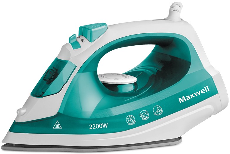 Утюг Maxwell MW-3039(G), 2200 Вт., подошва Non-Stick, паровой удар., зелёный