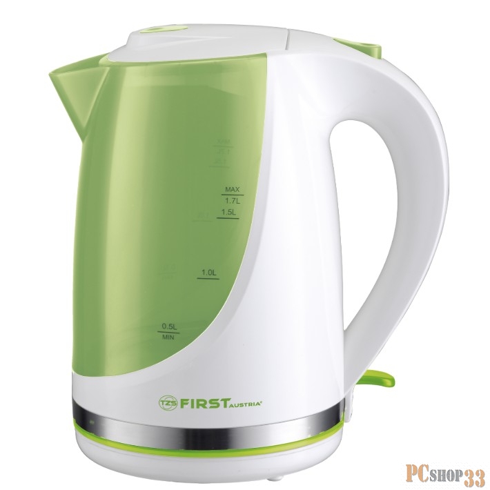 Чайник FIRST FA-5427-8-GN, 2200Вт, 1.7л, пластиковый, белый/зеленый