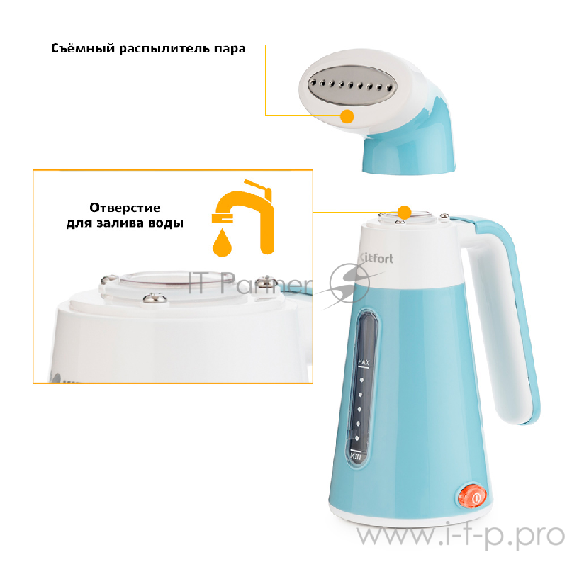 Отпариватель ручной Kitfort КТ-928-3 1000Вт бирюзовый/белый