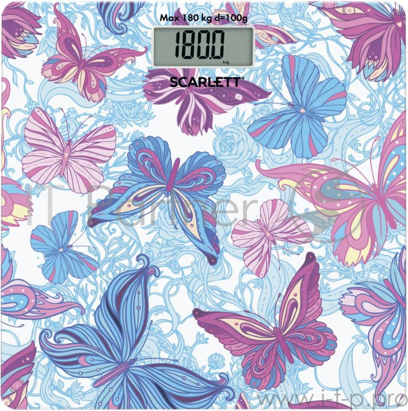 Весы напольные электронные Scarlett SC-BS33E079 макс.180кг голубой/рисунок