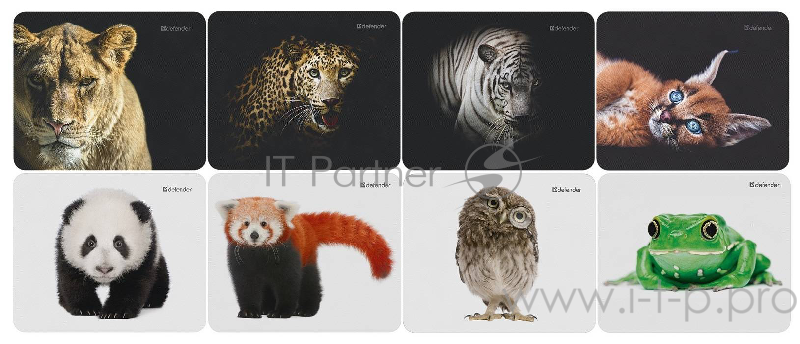 Коврики Defender Wild Animals 50803 Коврик для компьютерной мыши, 220x180x2 мм, 8 видов