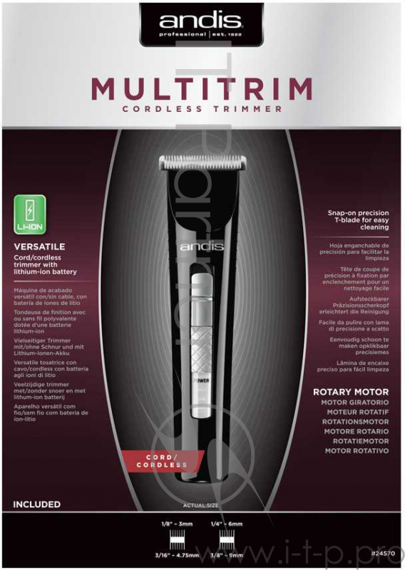 Машинка для стрижки Andis MultiTrim CLT черный (насадок в компл:2шт)