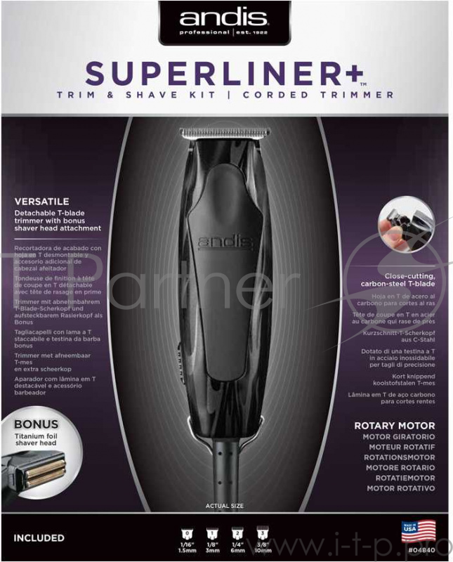 Машинка для стрижки Andis RT-1 черный (насадок в компл:6шт)