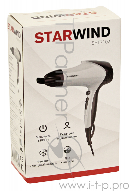 Фен Starwind SHT7102 1800Вт белый/черный