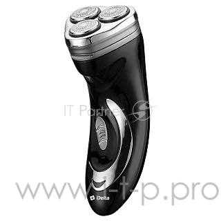 Электробритва DELTA DL-0713(Мощность 3 Вт. Напряжение аккумулятора 1,2 В. Время работы 50 мин. 3 бреющие головки. Триммер для подравнивания висков. Аксессуары: - футляр, - щетка для чистки. Время зарядки 10 ч.)