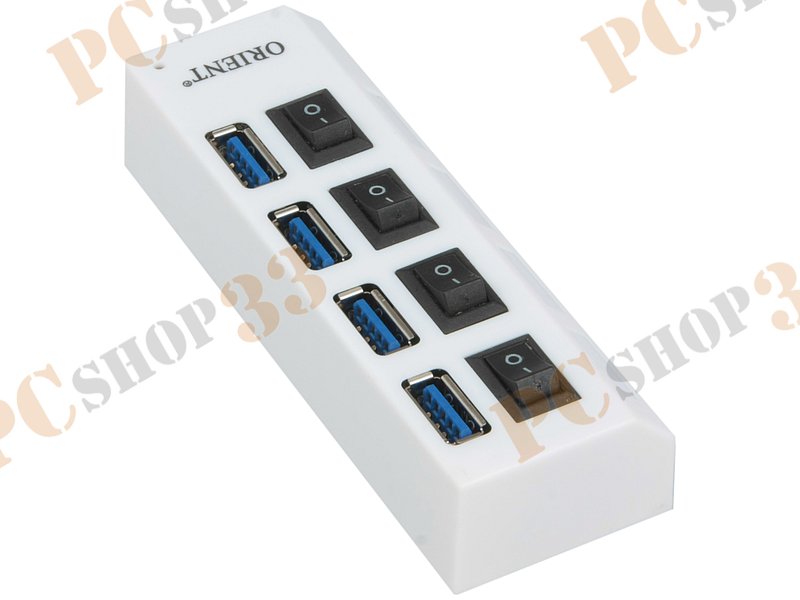 Разветвитель 4 порта USB3.0 ORIENT BC-307PS, внешн., с блоком питания