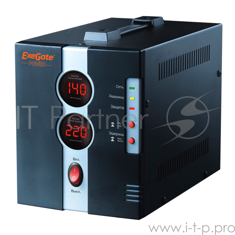 Сетевой фильтр Exegate EP259017RUS Стабилизатор Exegate Power DCR-1500D (диапазон 140...260В, 2 розетки )