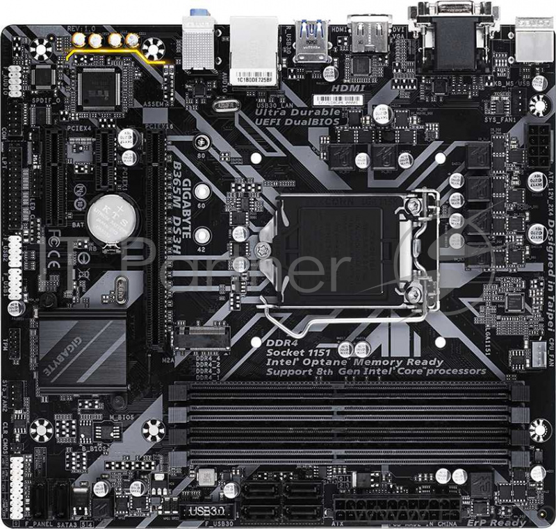 Материнская плата Gigabyte B365M DS3H Soc-1151v2 Intel B365 4xDDR4 mATX AC`97 8ch(7.1) GbLAN+VGA+DVI+HDMI
