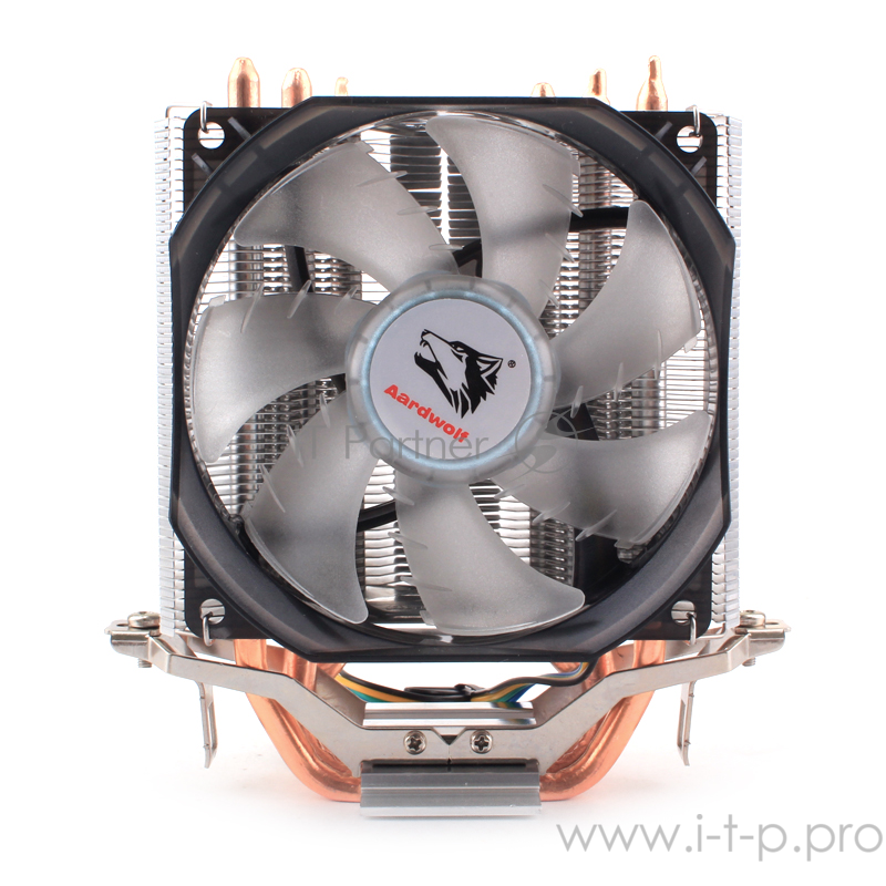 Кулер AARDWOLF Performa 7X (APF-7X-92LED) S775/115X/AM2/AM3/AM4 (15 шт/кор, TDP 105W, BLUE LED вент-р 92мм с PWM, 3 тепловые трубки 6мм, 1350-2100RPM, 18-26dBa)