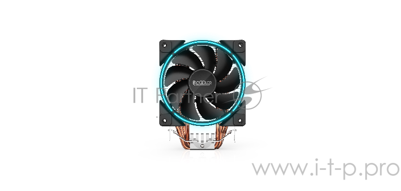 Кулер PCCooler GI-X4B S775/115X/AM2/AM3/AM4 (24 шт/кор, TDP 145W, 120mm PWM SilentPro Blue LED FAN, 4 тепловые трубки 6мм, 1000-1800RPM, 26.5dBa)
