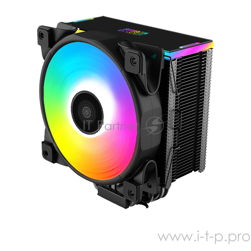 Кулер PCCooler GI-D56A HALO RGB LGA2066/2011/1366/115x/775/AM4 (12 шт/кор, TDP 160W, 120mm PWM VortexPro RGB FAN, 5 тепловых трубок 6мм, 1000-2000RPM, 29.1dBa)