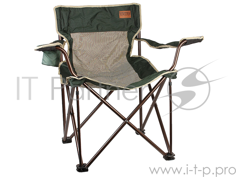 Кресло Camping World Villager S (чехол, подстаканник в подлокотнике, сетчатые спинка и седенье, усиленные ножки, вес 3.25кг, цвет зелёный)
