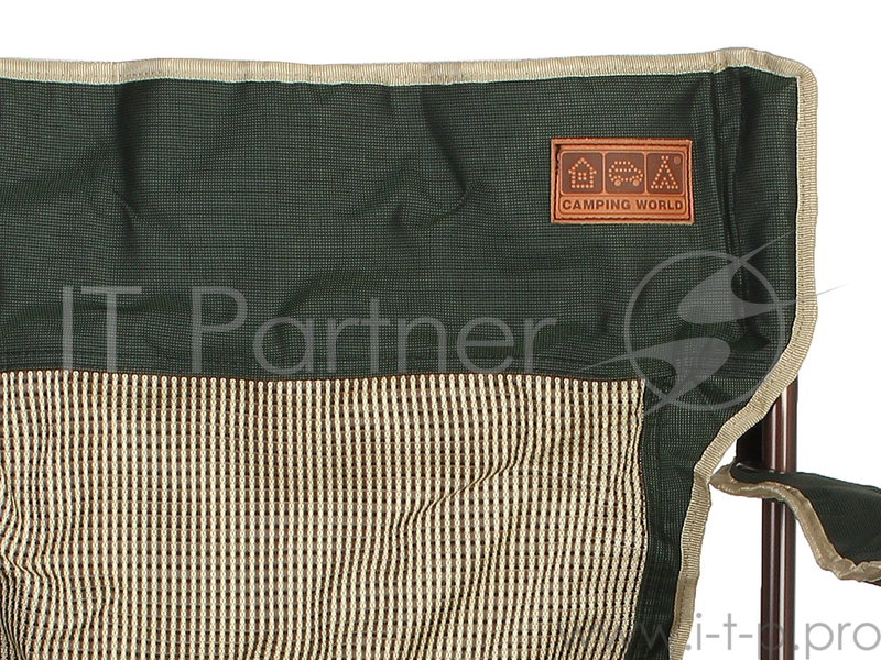 Кресло Camping World Villager S (чехол, подстаканник в подлокотнике, сетчатые спинка и седенье, усиленные ножки, вес 3.25кг, цвет зелёный)