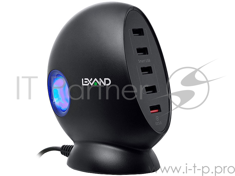 Зарядная станция LEXAND LP-5Q (черный) 5хUSB, 1 порт с поддержкой QC 3.0.