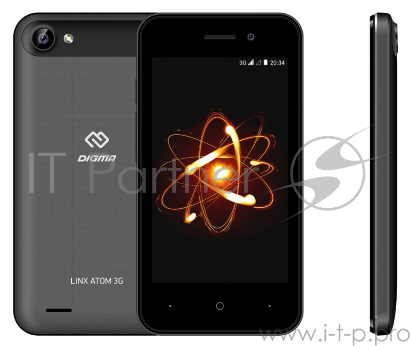 Смартфон Digma Atom 3G Linx 4Gb 512Mb темно-серый моноблок 3G 2Sim 4