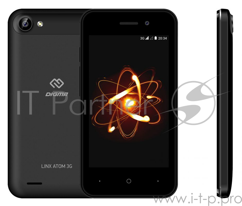 Смартфон Digma Atom 3G Linx 4Gb 512Mb черный моноблок 3G 2Sim 4