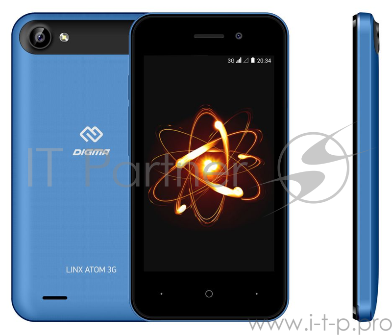 Смартфон Digma Atom 3G Linx 4Gb 512Mb синий моноблок 3G 2Sim 4