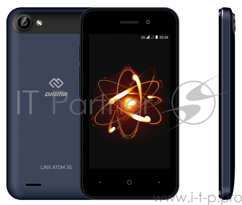 Смартфон Digma Atom 3G Linx 4Gb 512Mb темно-синий моноблок 3G 2Sim 4