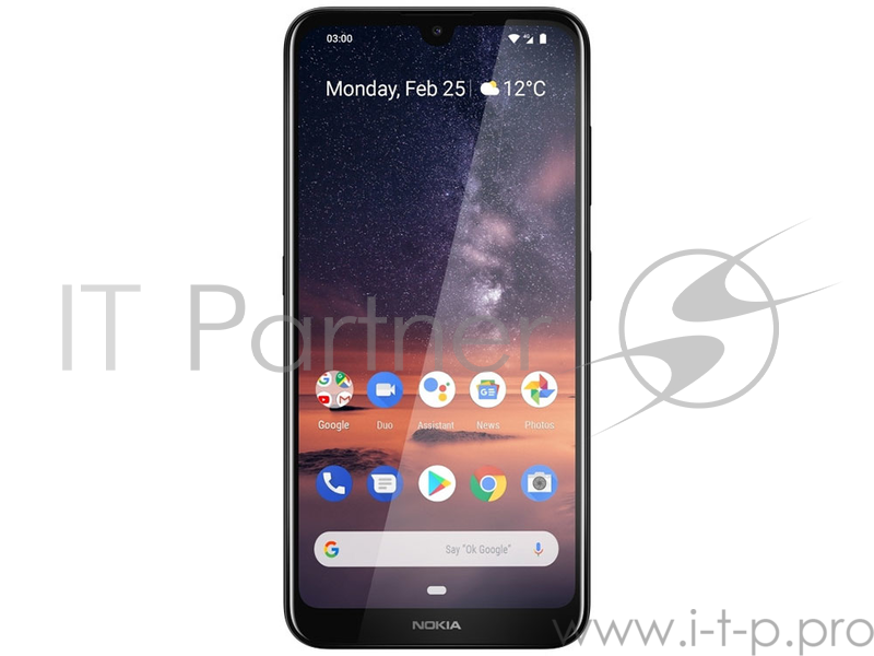 Смартфон Nokia NOKIA 3.2 DS TA-1156 BLACK, 6.26'' 19:9 1520x720, 2.0GHz, 4 Core, 2GB RAM, 16GB, up to 400GB flash, 13Mpix/5Mpix, 2 Sim, 2G, 3G, LTE, BT v4.2, Wi-Fi, GPS / AGPS, GLONASS, Beidou, Micro-USB, 4000mAh, Android 9 Pie, 181g, 159,44x76,24x8,