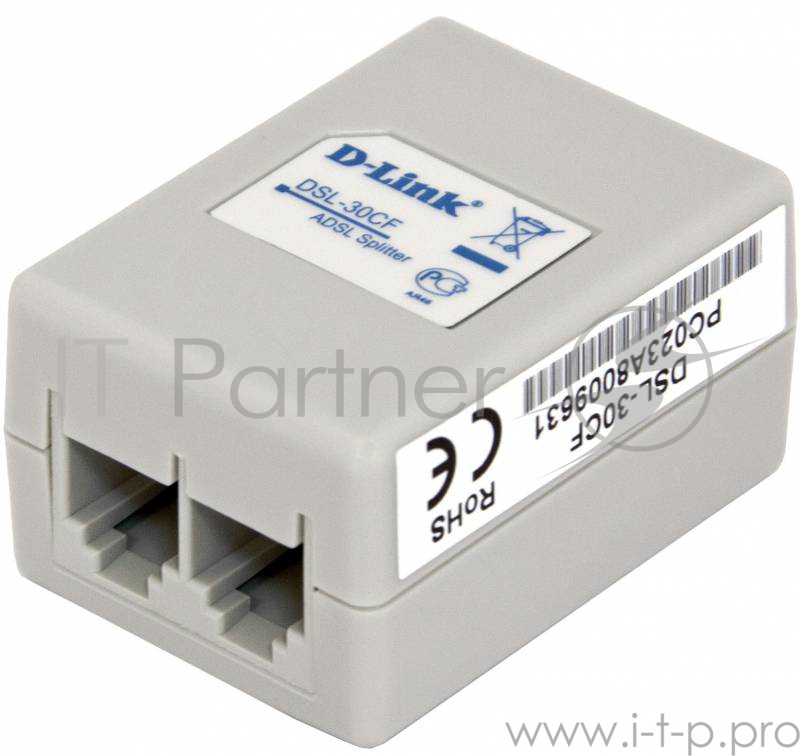 Модем D-Link DSL-30CF/RS Сплитер ADSL Annex A 1xRJ11 вход и 2xRJ-11 выход с 12cm телеф кабелем