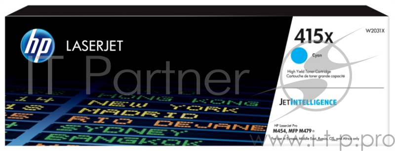 Тонер Картридж HP 415X W2031X голубой (6000стр.) для HP HP LJ M454/MFP M479