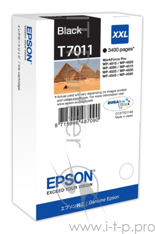 Расходные материалы EPSON C13T70114010 WP 4000/4500 Series Ink XXL Cartridge Black 3.4k