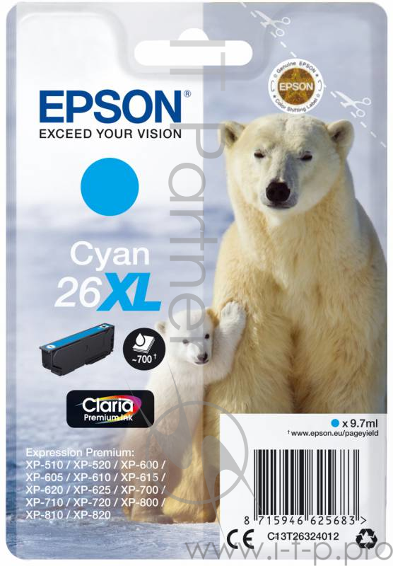 Расходные материалы Epson C13T26324010/4012 26XL CY (cons ink)