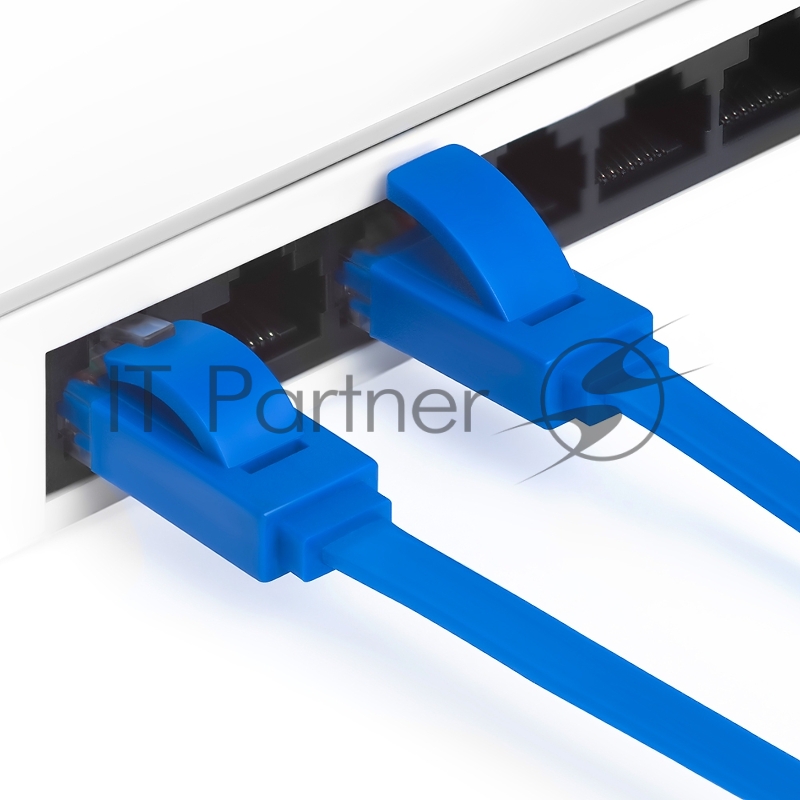 Патч-корд Greenconnect плоский прямой PROF 2.0m UTP медь, кат.6, синий, позолоченные контакты, 30 AWG, Premium ethernet high speed 10 Гбит/с, RJ45, T568B (GCR-LNC621-2.0m)