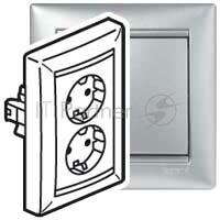 Электроустановочные изделия Legrand Legrand 770100 Розетка двойная (моноблок) Valena с заземлением (алюминий)