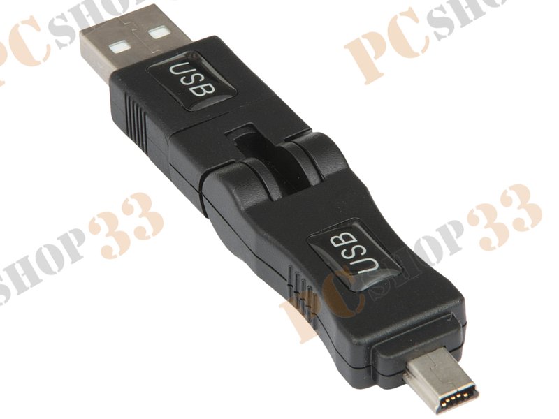 Переходник USB2.0 A-miniB Flextron AU2-AMminiBM-360-01-P1, поворотный