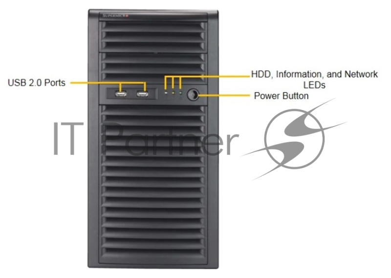 Сервер Supermicro SuperServer Mid-Tower SYS-5039D-i CPU(1) E3-1200v5/ noHS/ no memory(4)/ on board RAID 0/1/5/10/ internalHDD(4)LFF/ 2xGE/ 3xFH/ 1x300W Gold/ no Backplane