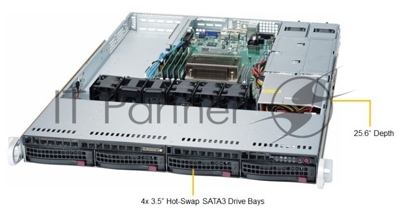 Сервер Supermicro Superserver SYS-5019S-WR, Single SKT, WIO, C236 chipset, 4 x DIMMs, 4 x 3.5