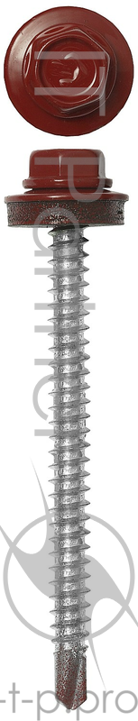 Саморезы для крепления кровельных материалов к деревянной обрешетке Зубр цвет RAL 3003 рубиново-красный, оцинкованный, 4,8x60мм, 1000шт 4-300310-48-060-3003