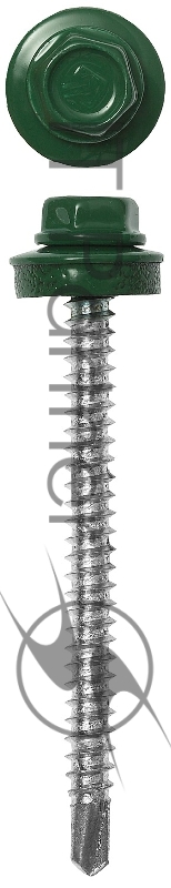 Саморезы для крепления кровельных материалов к деревянной обрешетке Зубр цвет RAL 6002 зеленый лист, оцинкованные, 4,8x38мм, 1600шт 4-300310-48-038-6002
