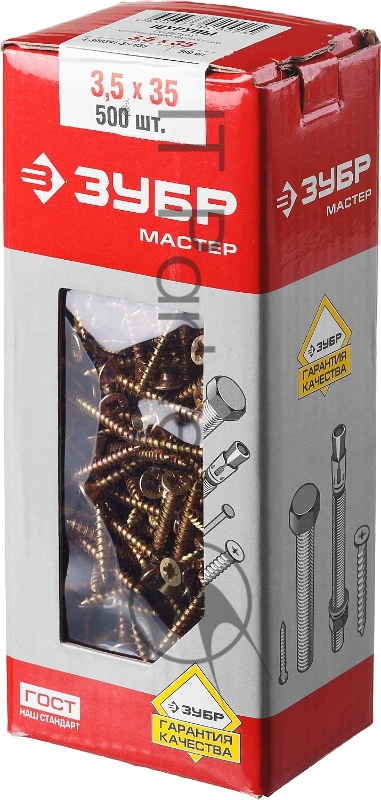 Саморезы ЗУБР СУ-Ж универсальные, 35 х 3.5мм, 500 шт, желтый цинк, 4-300391-35-035