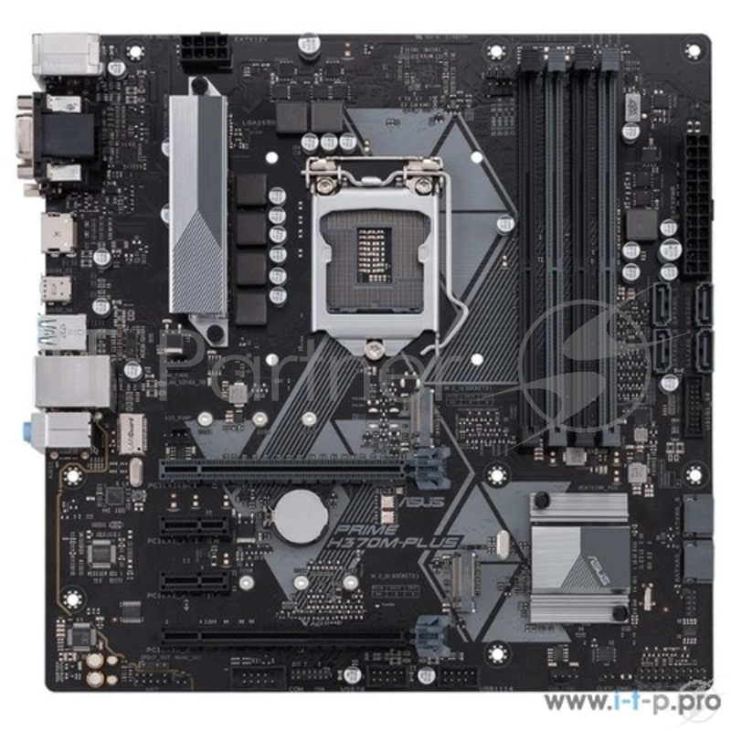Мат. плата Socket1151 ASUS PRIME H370M-PLUS (iH370, 4xDDR4, M.2, SATA III, RAID, 2xPCI-E, D-Sub, DVI, HDMI, 1Гбит LAN, USB3.1, mATX)