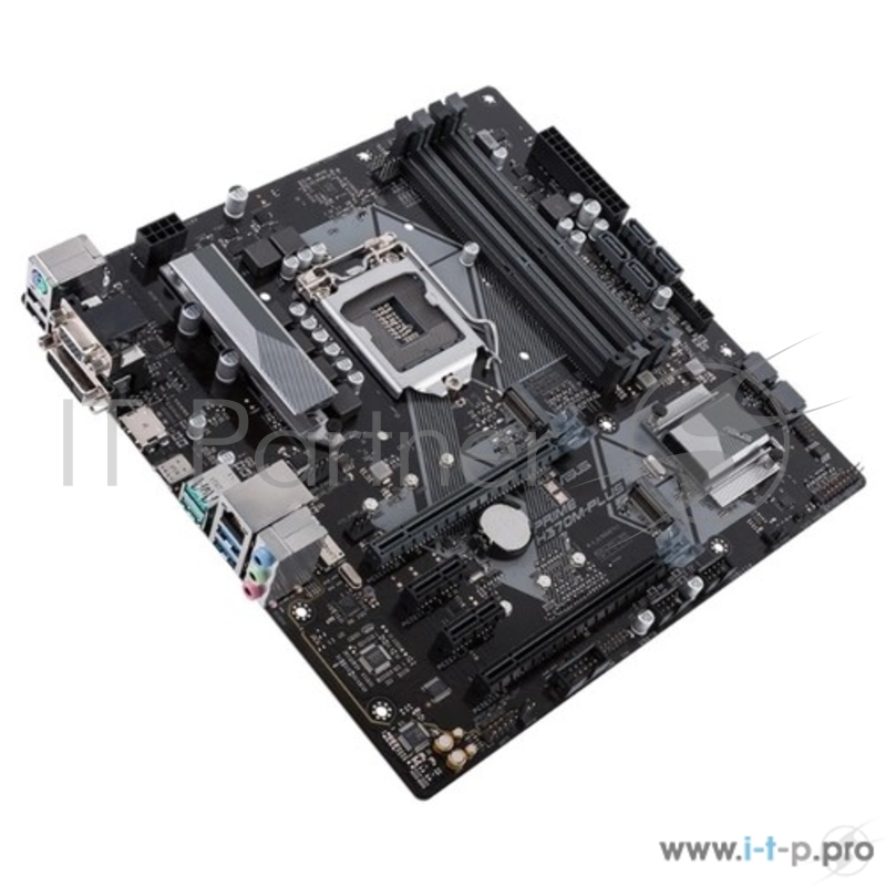 Мат. плата Socket1151 ASUS PRIME H370M-PLUS (iH370, 4xDDR4, M.2, SATA III, RAID, 2xPCI-E, D-Sub, DVI, HDMI, 1Гбит LAN, USB3.1, mATX)