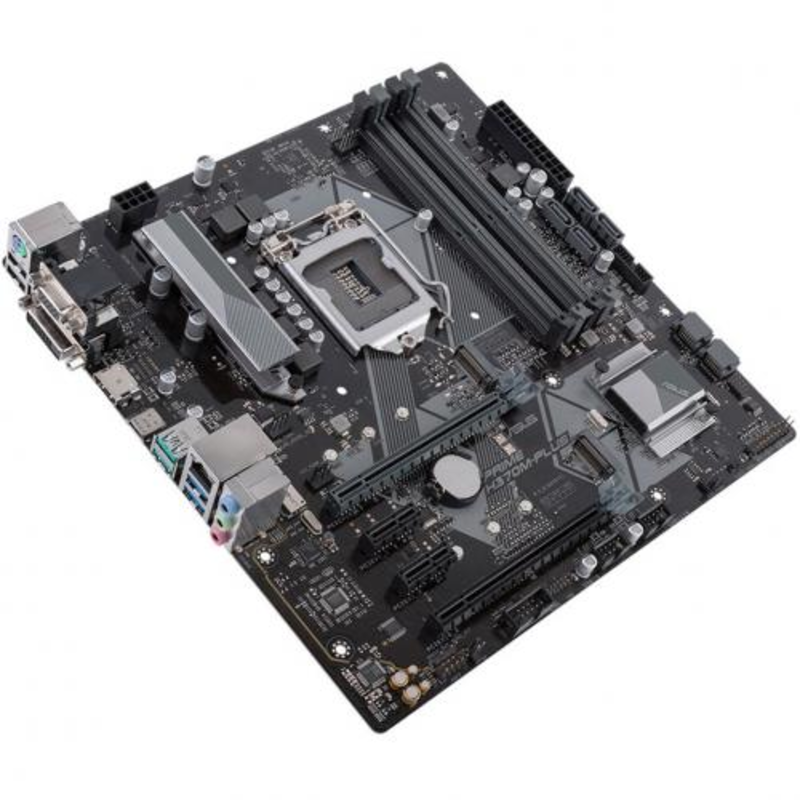 Мат. плата Socket1151 ASUS PRIME H370M-PLUS (iH370, 4xDDR4, M.2, SATA III, RAID, 2xPCI-E, D-Sub, DVI, HDMI, 1Гбит LAN, USB3.1, mATX)